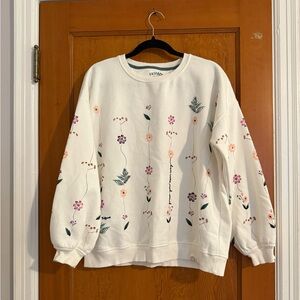 NWT FATFACE Grow Your Own Way Floral Embroidered Sweatshirt Size UK 16 US 12